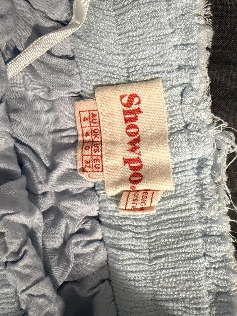 Showpo Light Blue Smocked Crop Top & Ruffle Tiered Skirt Set